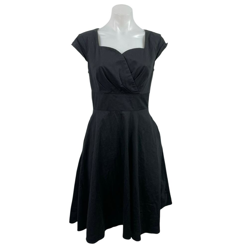 Hanpceirs Black 1950s Vintage Party Cocktail Sweetheart Fit & Flare Mini Dress M